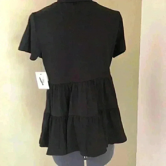 VIBE black short sleeve tiered top women medium - Picture 4 of 6
